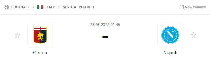 Soi Kèo Genoa vs Napoli 01h45 Ngày 23/08 – Vòng 1 Serie A 2026/27